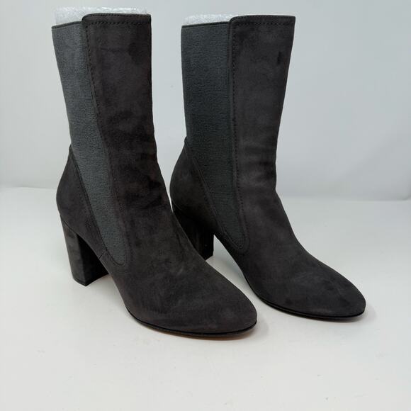 Stuart Weitzman Boots Women's 7M Fifer 80 Slate Suede Mid Calf Stretch NWOT - Picture 9 of 10